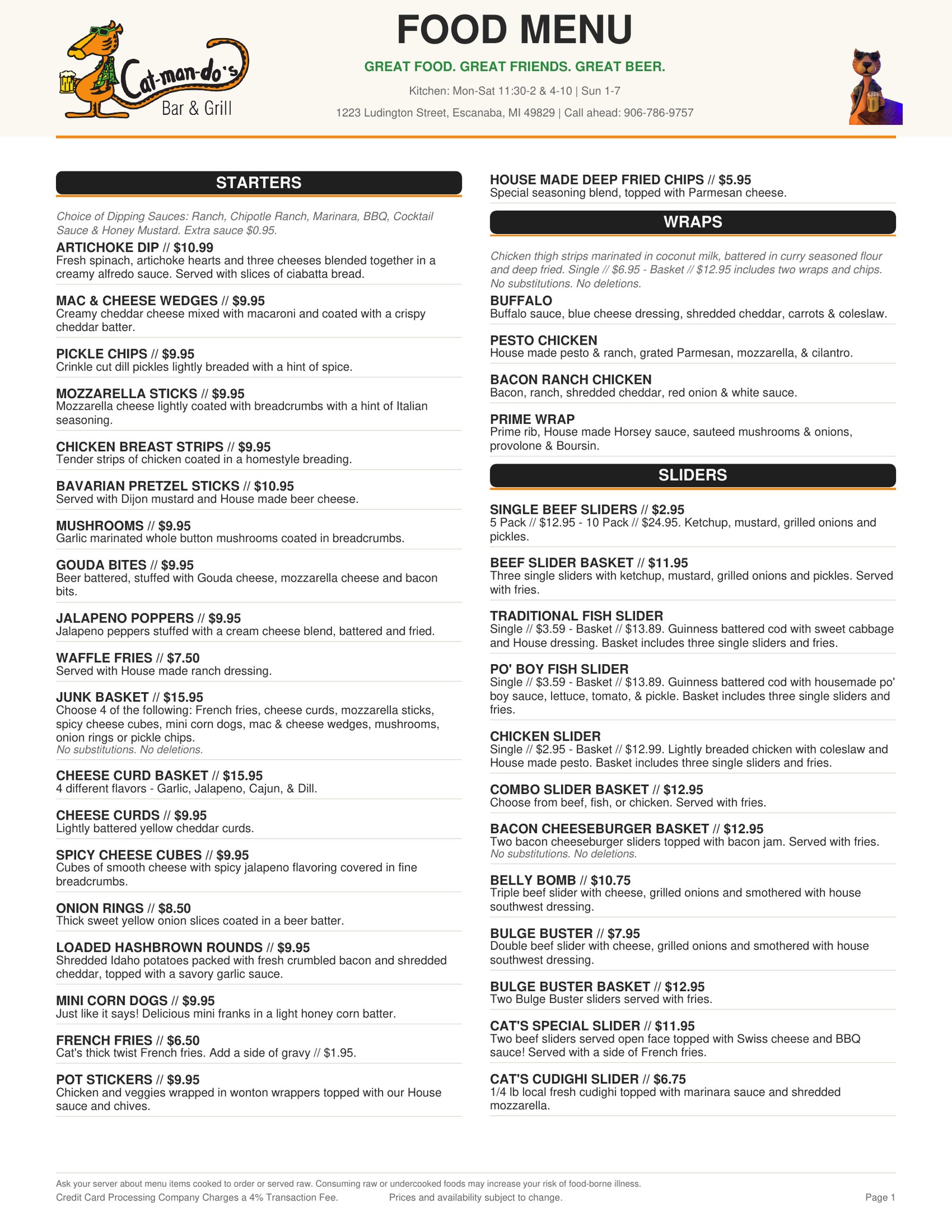 Cat-Man-Do's Food Menu Page 1